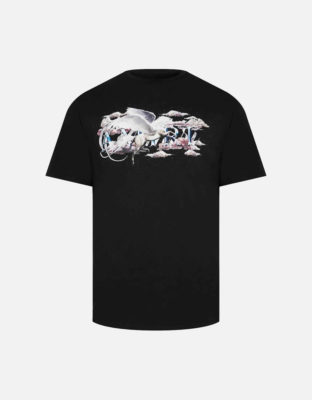 Pegasus Script Logo Printed T-Shirt in Black, 3 of 2