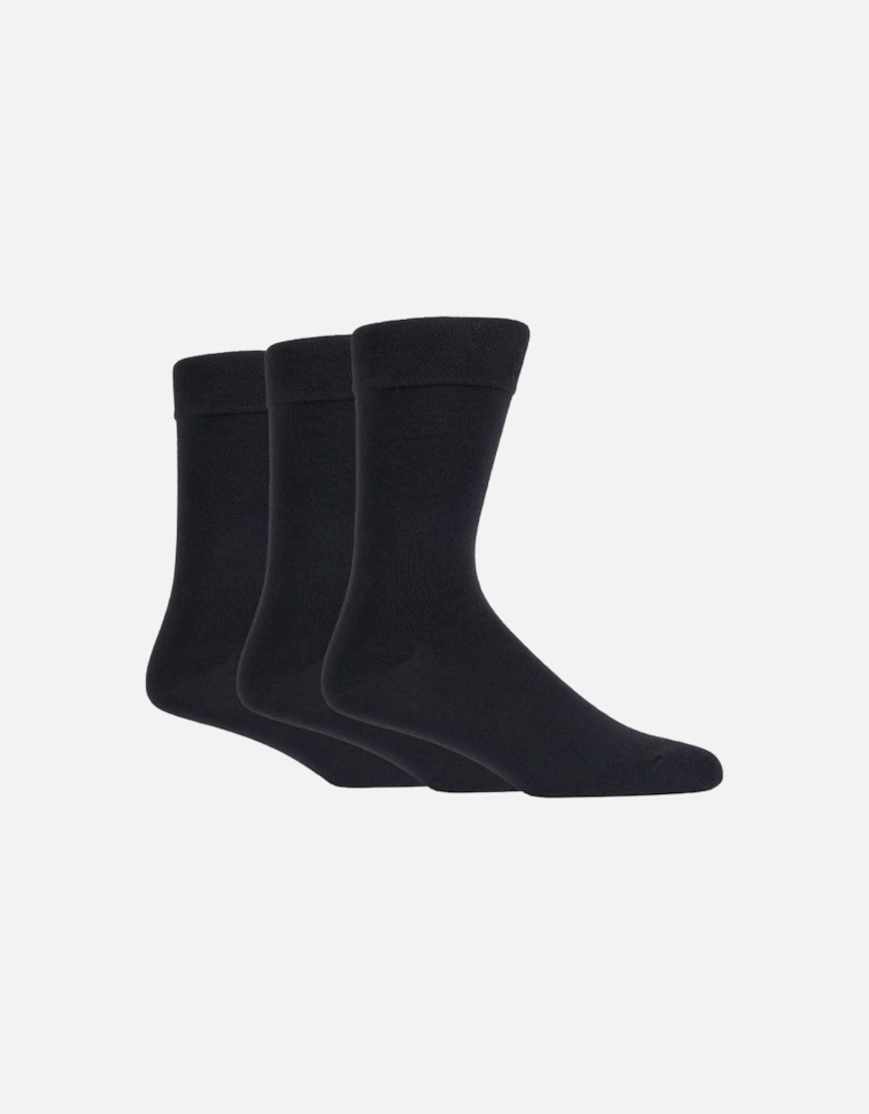 Glenmuir Men's 3-Pack Cotton Gentle Grip Socks Black