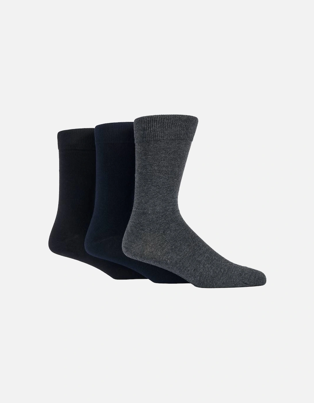 Glenmuir Men's 3-Pack Cotton Plain Socks Black/Navy/Grey, 3 of 2