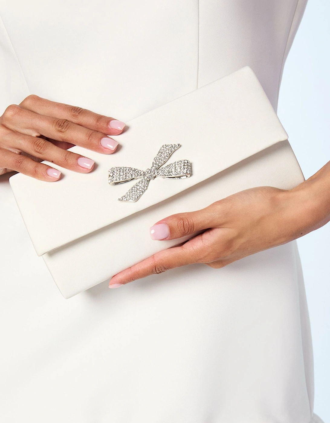 Bridal Galaxy Satin Diamante Bow Brooch Clutch Bag, 2 of 1