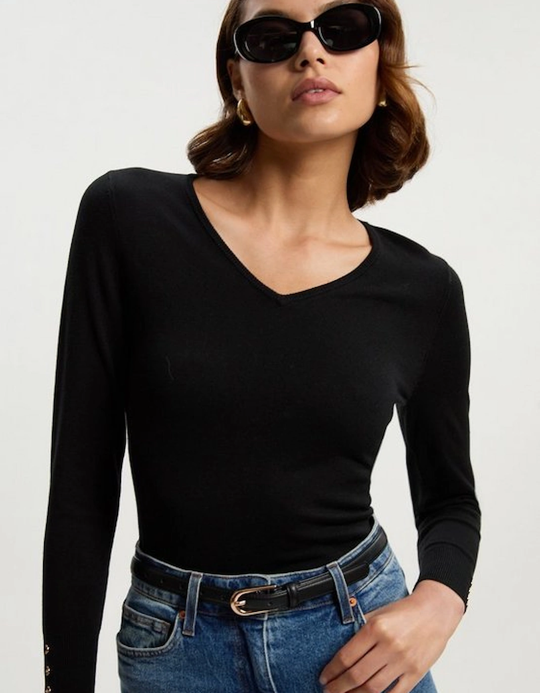 Viscose Blend Knitted V Neck Jumper, 4 of 3