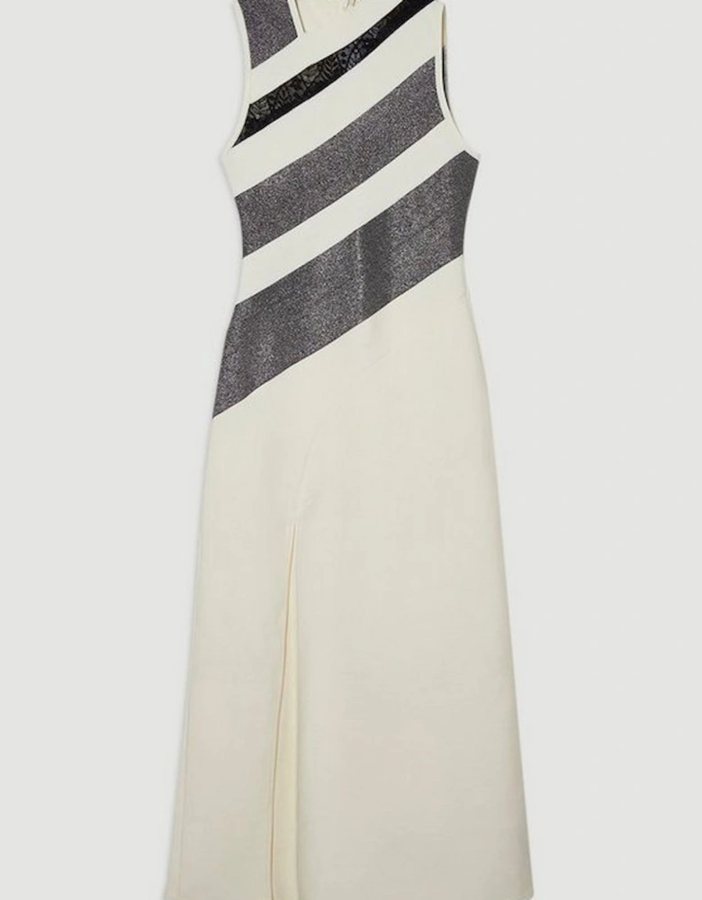 Figure Form Bandage Lace Detail Sleeveless Knit Maxi Dress