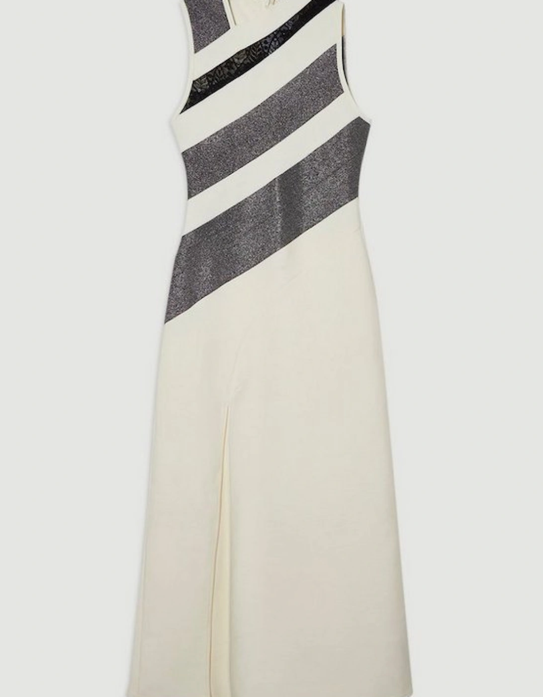Figure Form Bandage Lace Detail Sleeveless Knit Maxi Dress