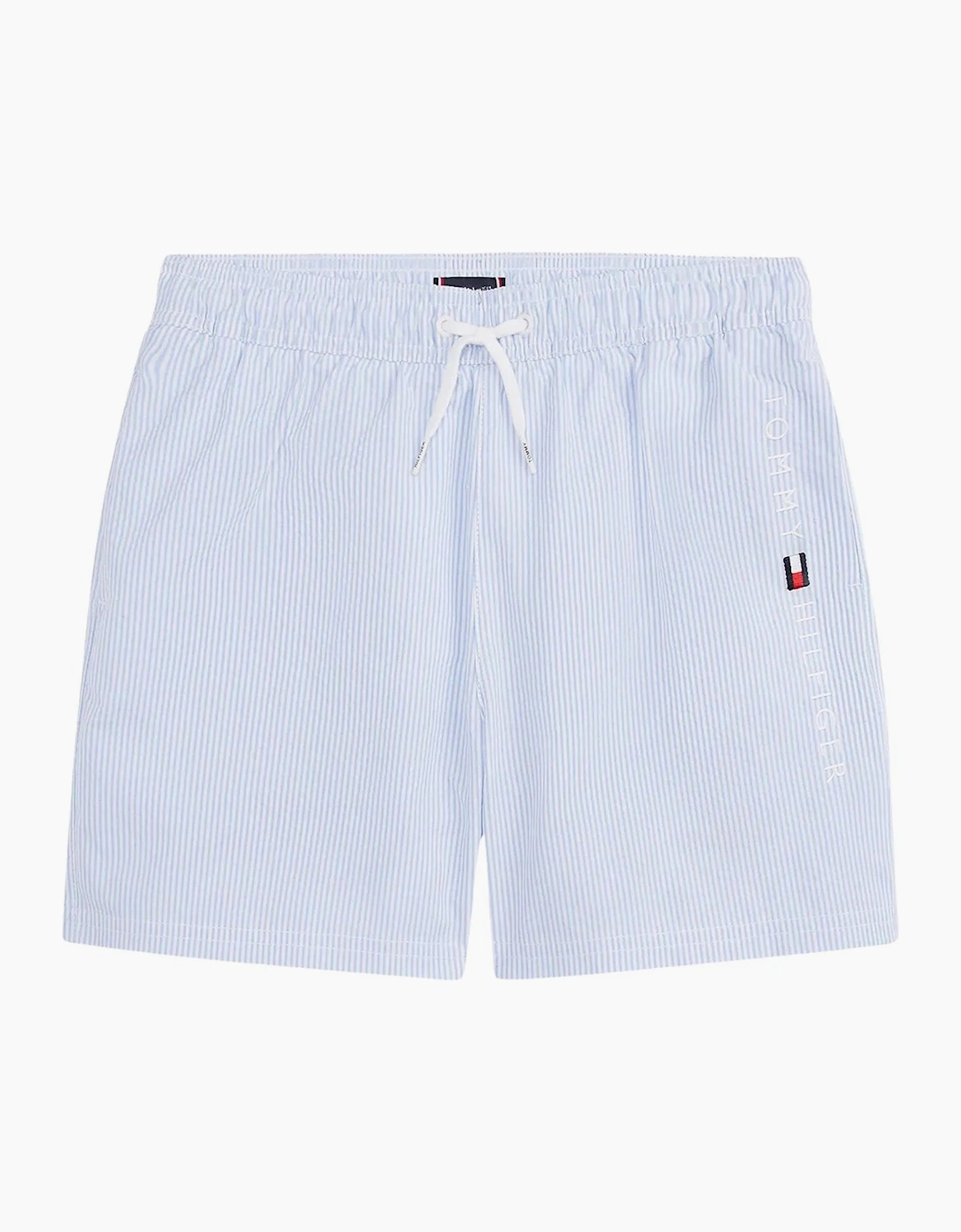 Tommy Hilfiger Boy's Boys Original Ithaca Stripe Mid Length Swim Shorts, Ithaca White & Sweet Blue - Size: 10 years/11 years/12 years