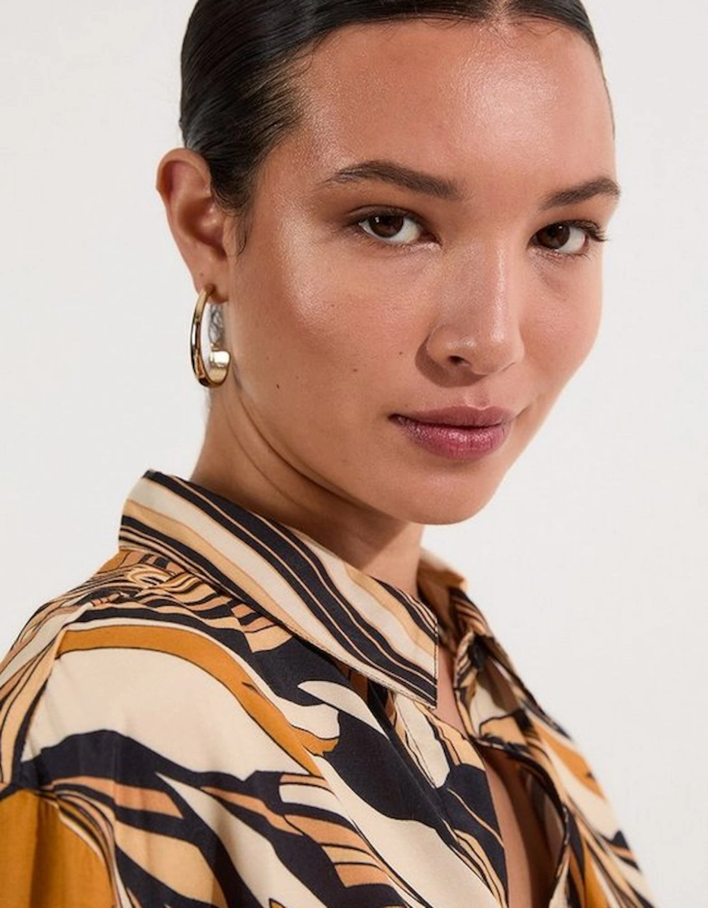 Beach Border Print Spun Viscose Shirt