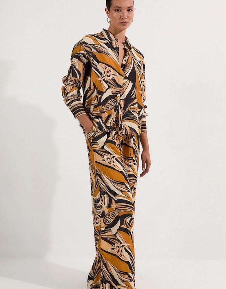Beach Border Print Spun Viscose Shirt