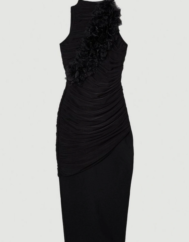 Plus Size Gathered Fabric Bandage Knitted Maxi Dress