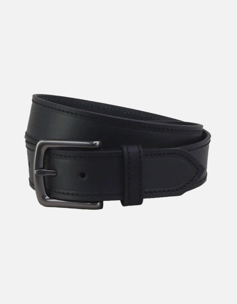 Weybourne Leather Stitched Jeans Belt Black