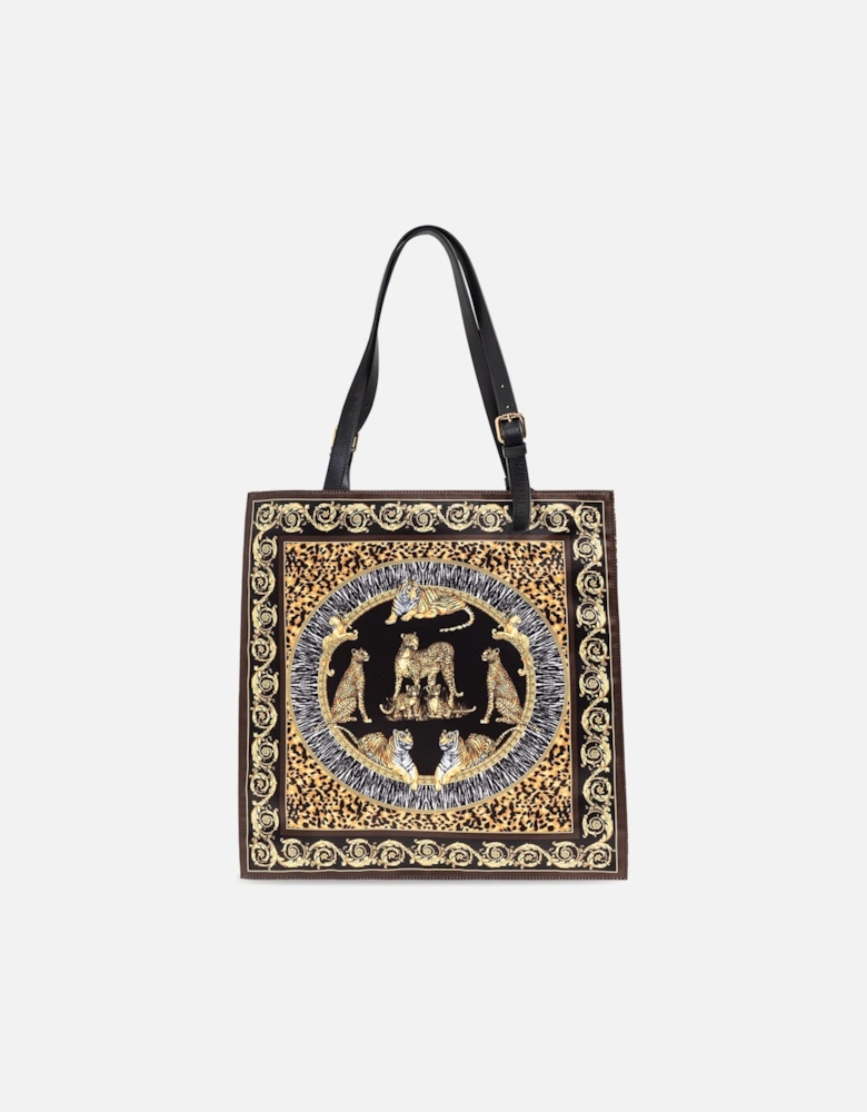 Printed Wild Cat Tote Bag Black