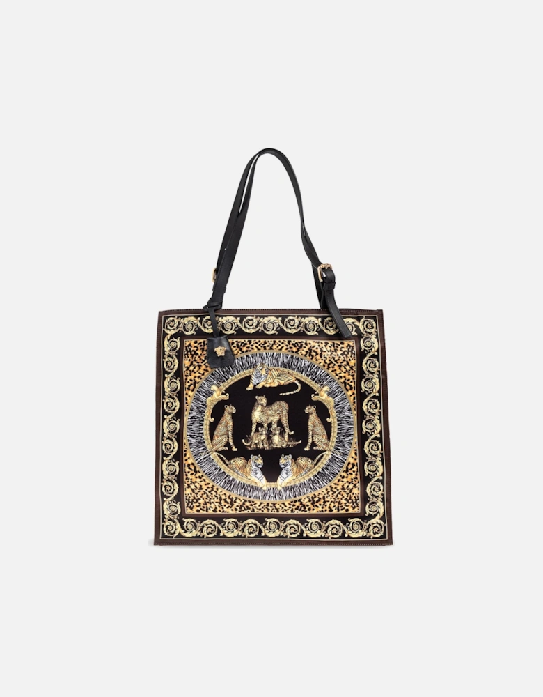 Printed Wild Cat Tote Bag Black