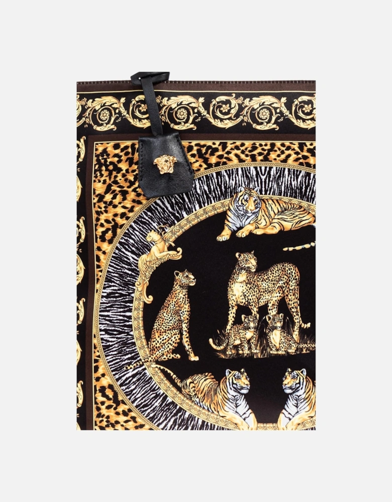 Printed Wild Cat Tote Bag Black