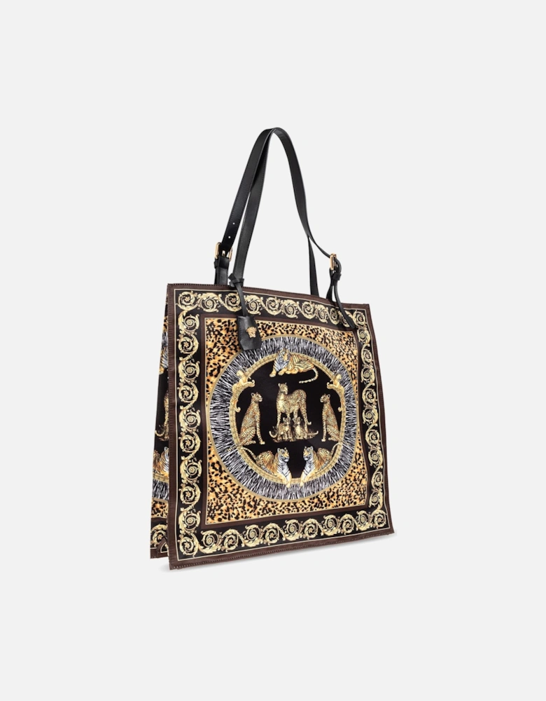 Printed Wild Cat Tote Bag Black