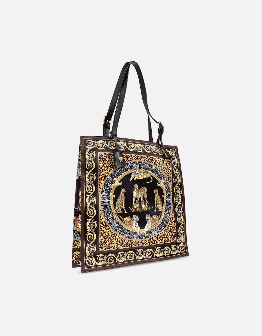 Printed Wild Cat Tote Bag Black