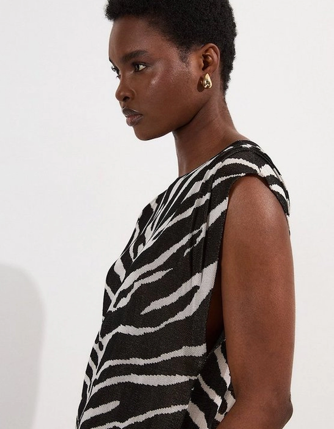 Petite Jacquard Zebra Print Slinky Maxi Dress
