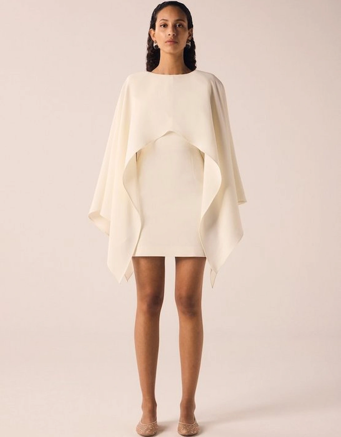 Soft Tailored Cape Detail Mini Dress