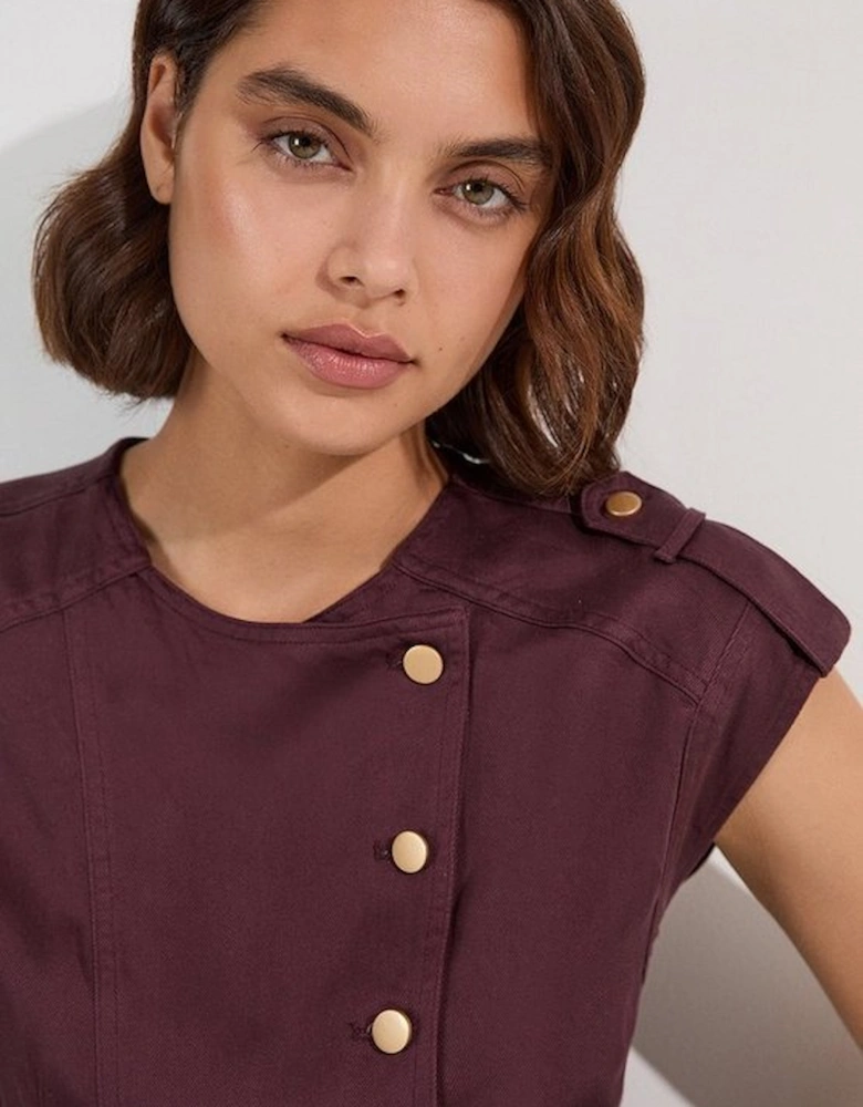 Petite Soft Twill Relaxed Midi Dress