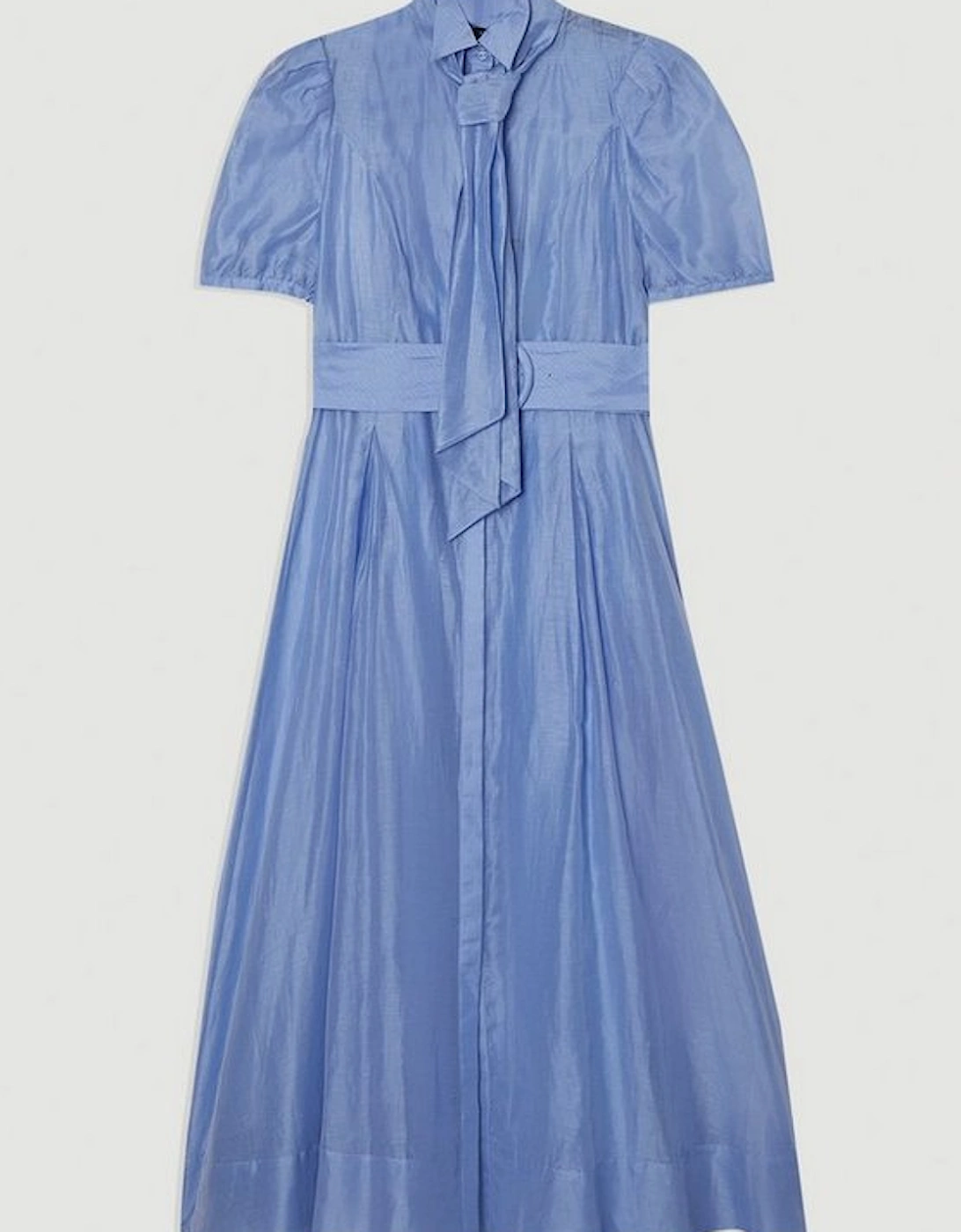 Tall Organdie Tie Neck Woven Midi Dress