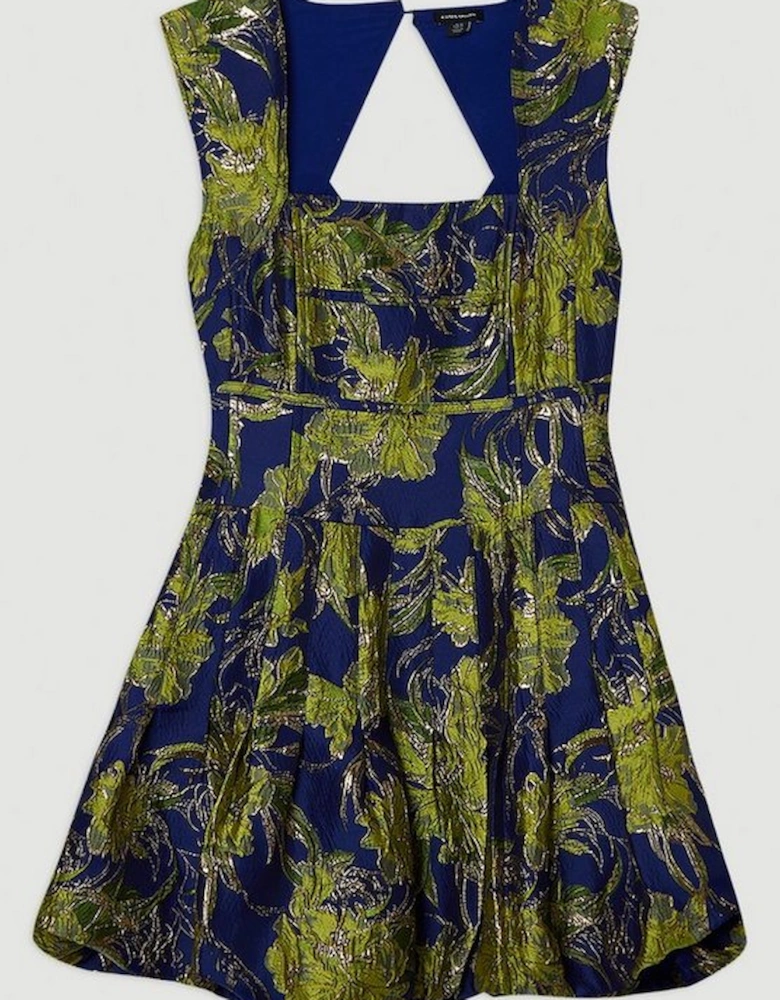 Tall Floral Jacquard Tailored Puff Mini Dress