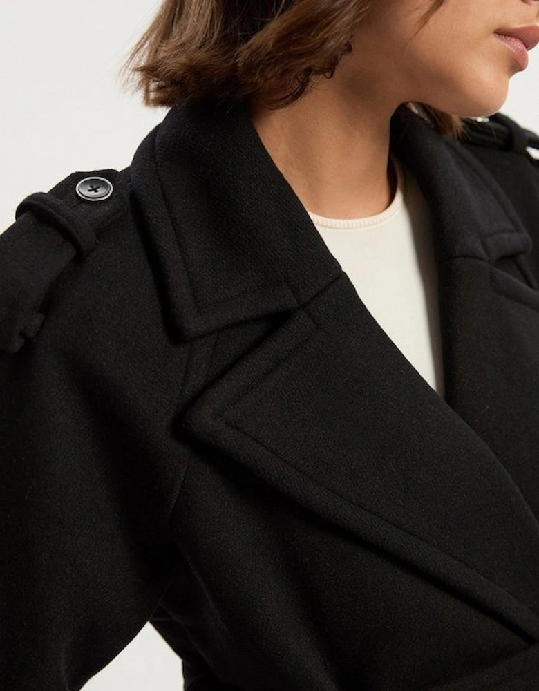 Wool Tailored Belted Midi Coat