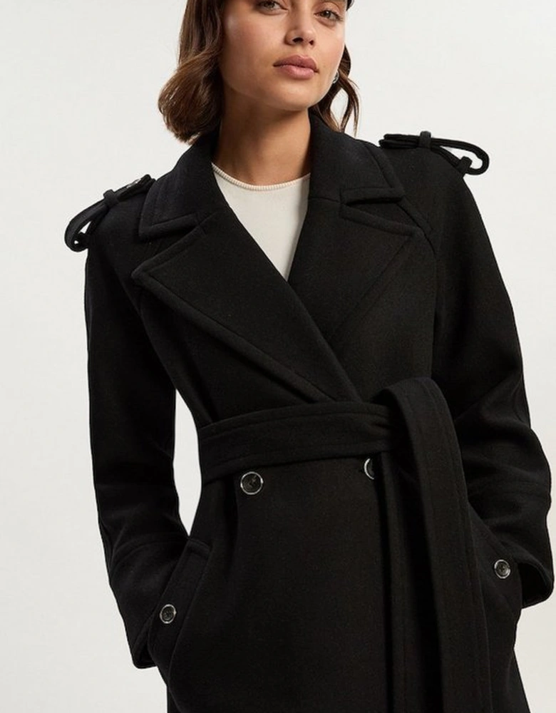 Wool Tailored Belted Midi Coat