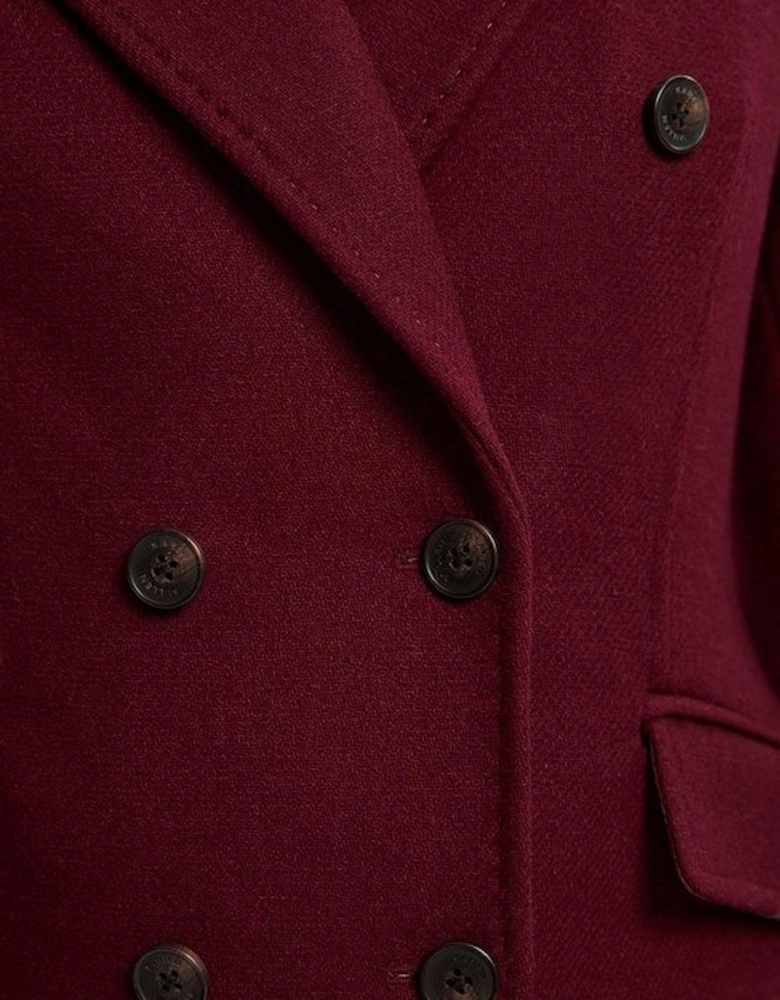 Wool Fitted Double Breasted Tailored Midi Coat