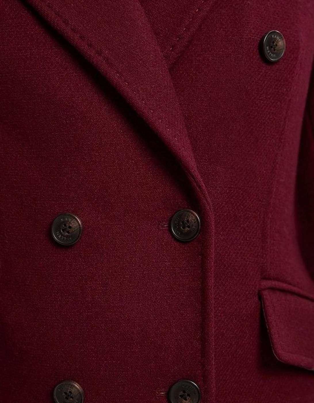 Wool Fitted Double Breasted Tailored Midi Coat
