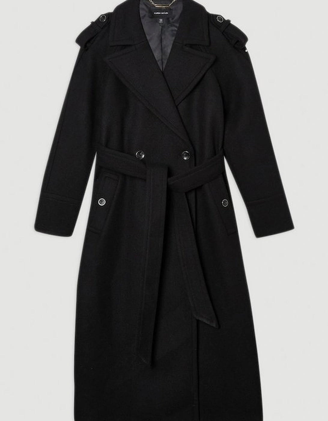 Wool Tailored Belted Midi Coat