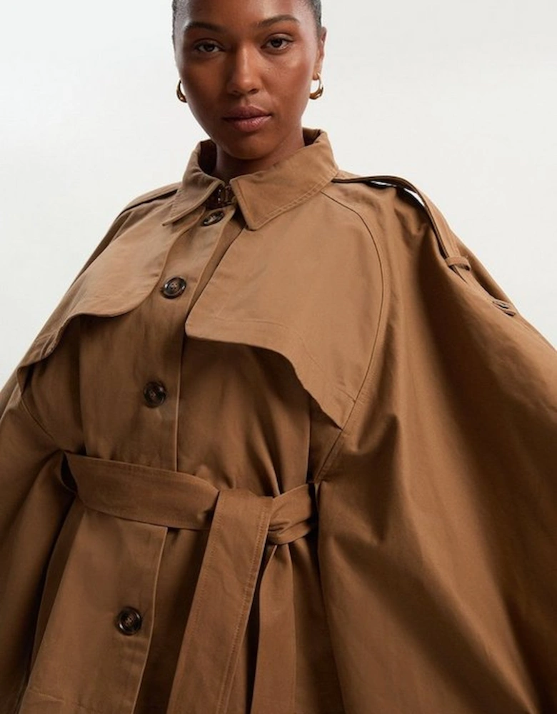 Plus Size Cape Detail Trench Coat