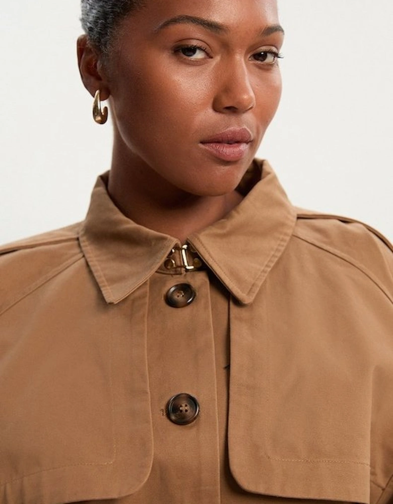 Plus Size Cape Detail Trench Coat