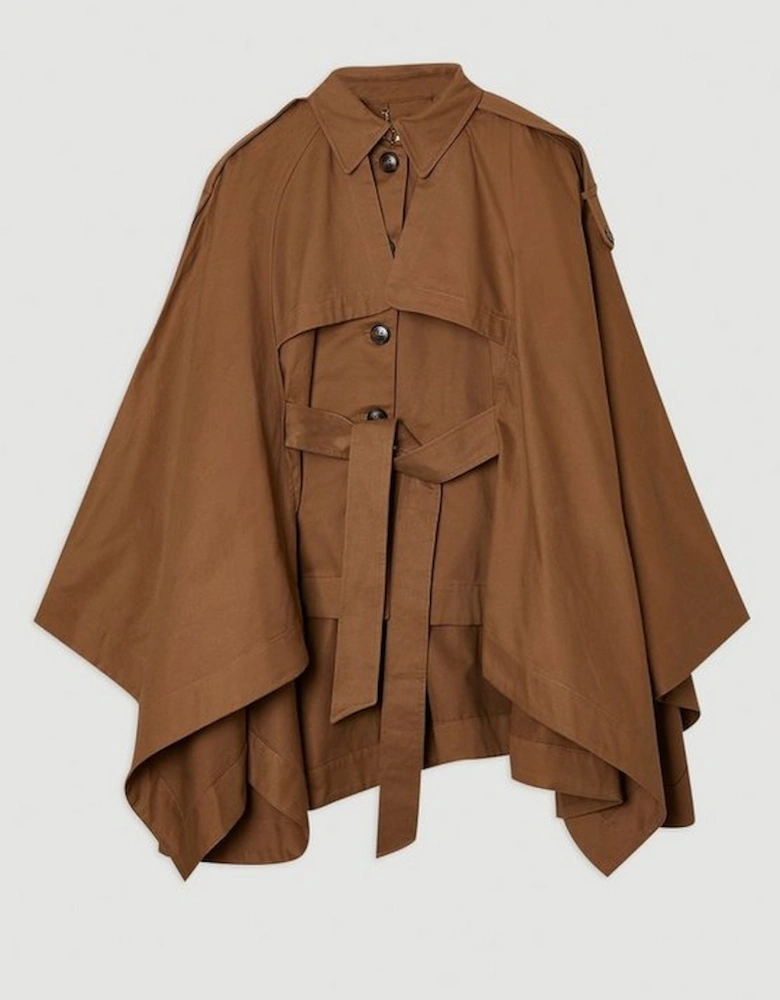 Plus Size Cape Detail Trench Coat