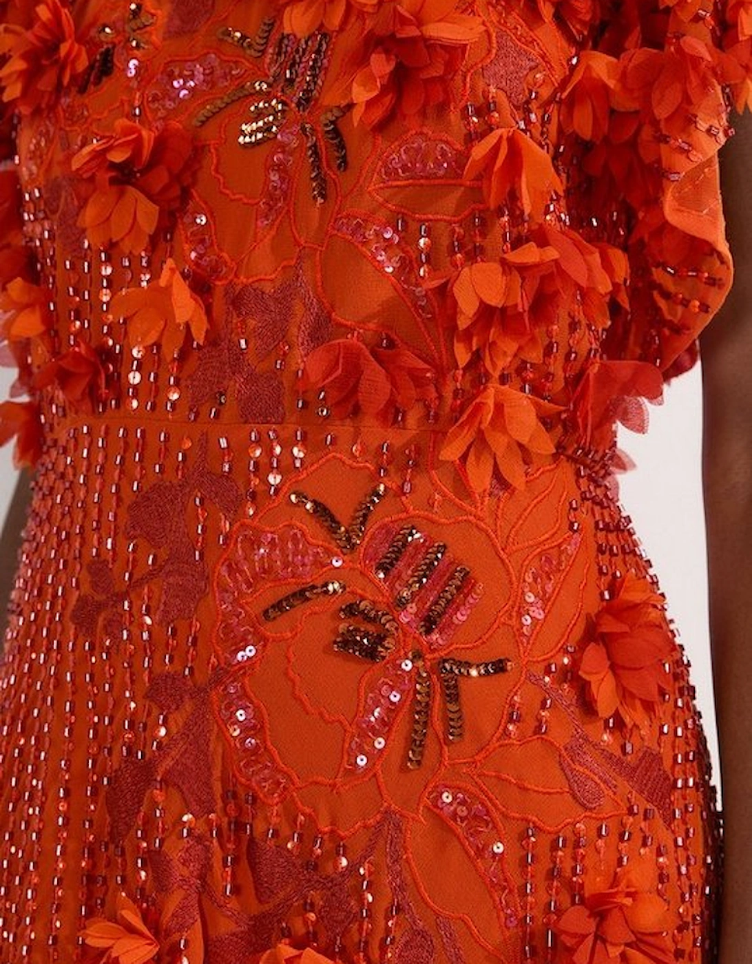 Embroidery And Applique Angel Sleeve Woven Maxi Dress