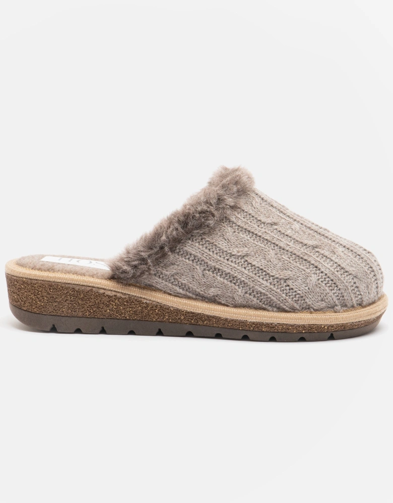 MEGAN Womens Wool Mule Slippers Beige