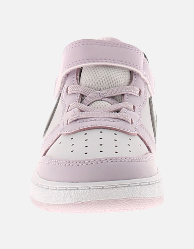 Infant Girls Trainers Court Borough Low 2 leather Lace Up purple UK Size 8.