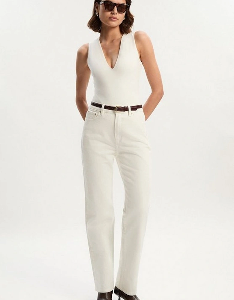 Rigid Denim  High Rise Straight Leg Jean