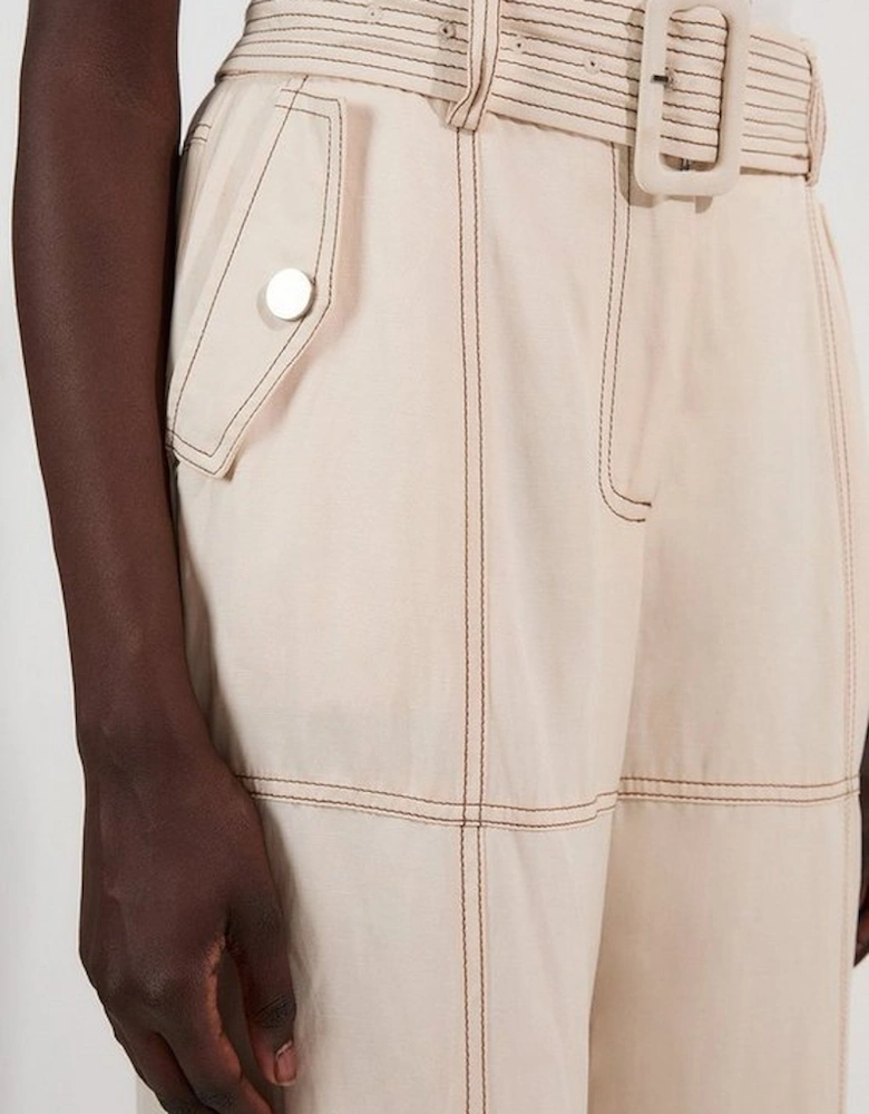 Premium Linen Twill Topstitch Woven Trouser