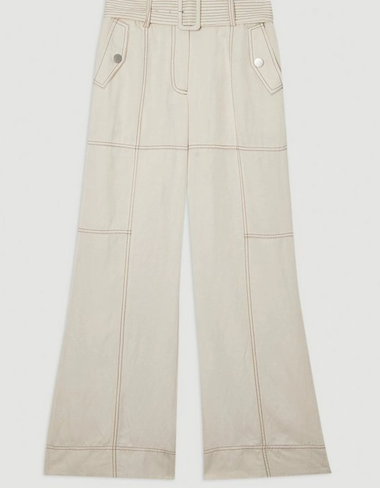 Premium Linen Twill Topstitch Woven Trouser