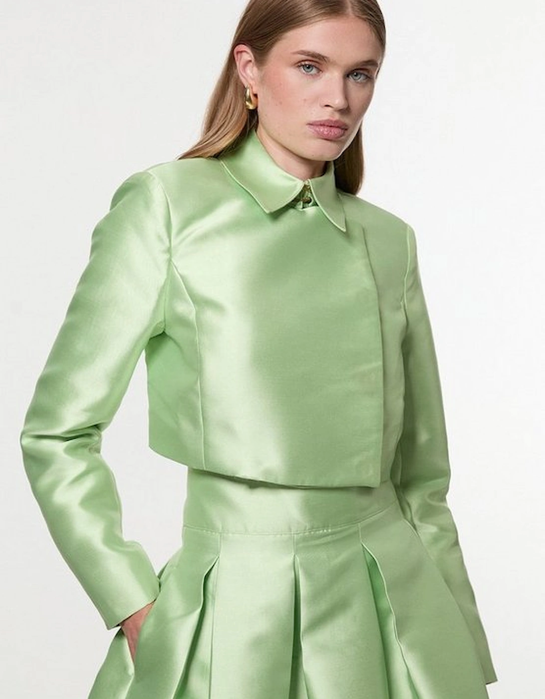 Collared Twill Cropped Woven Jacket, 5 of 4