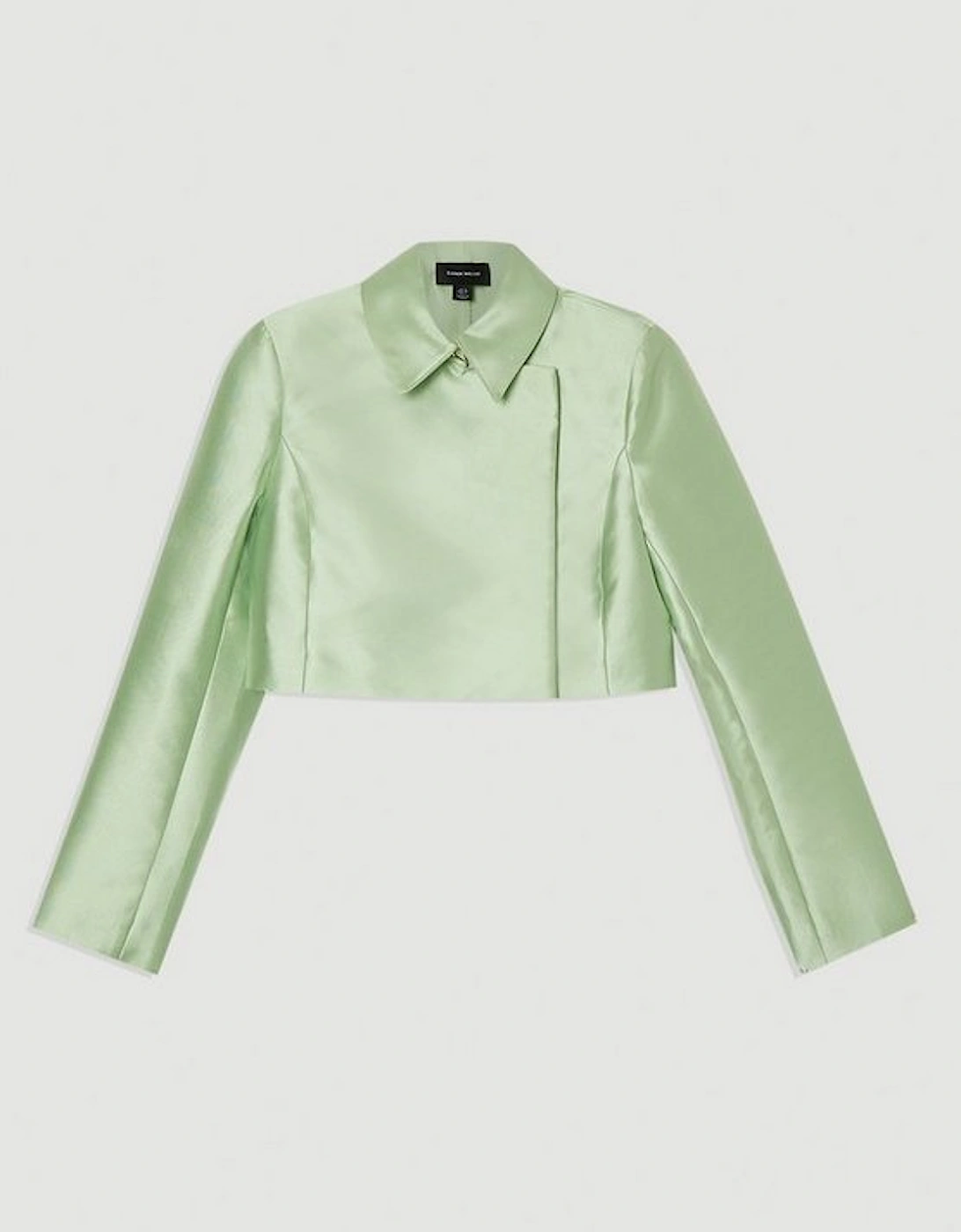 Collared Twill Cropped Woven  Jacket