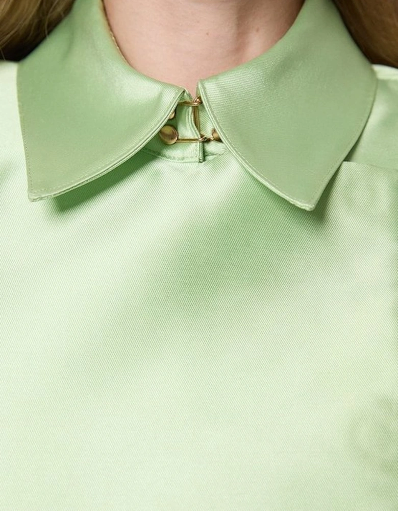 Collared Twill Cropped Woven  Jacket