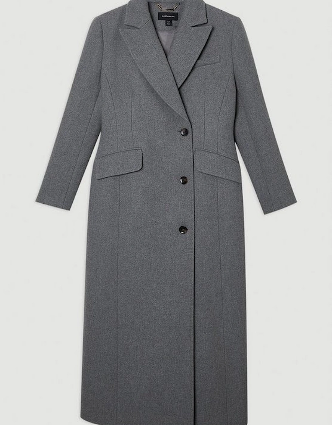Wool Blend Tailored Fitted Maxi Coat