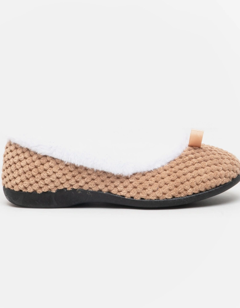 CARA Womens Knit Slippers Taupe
