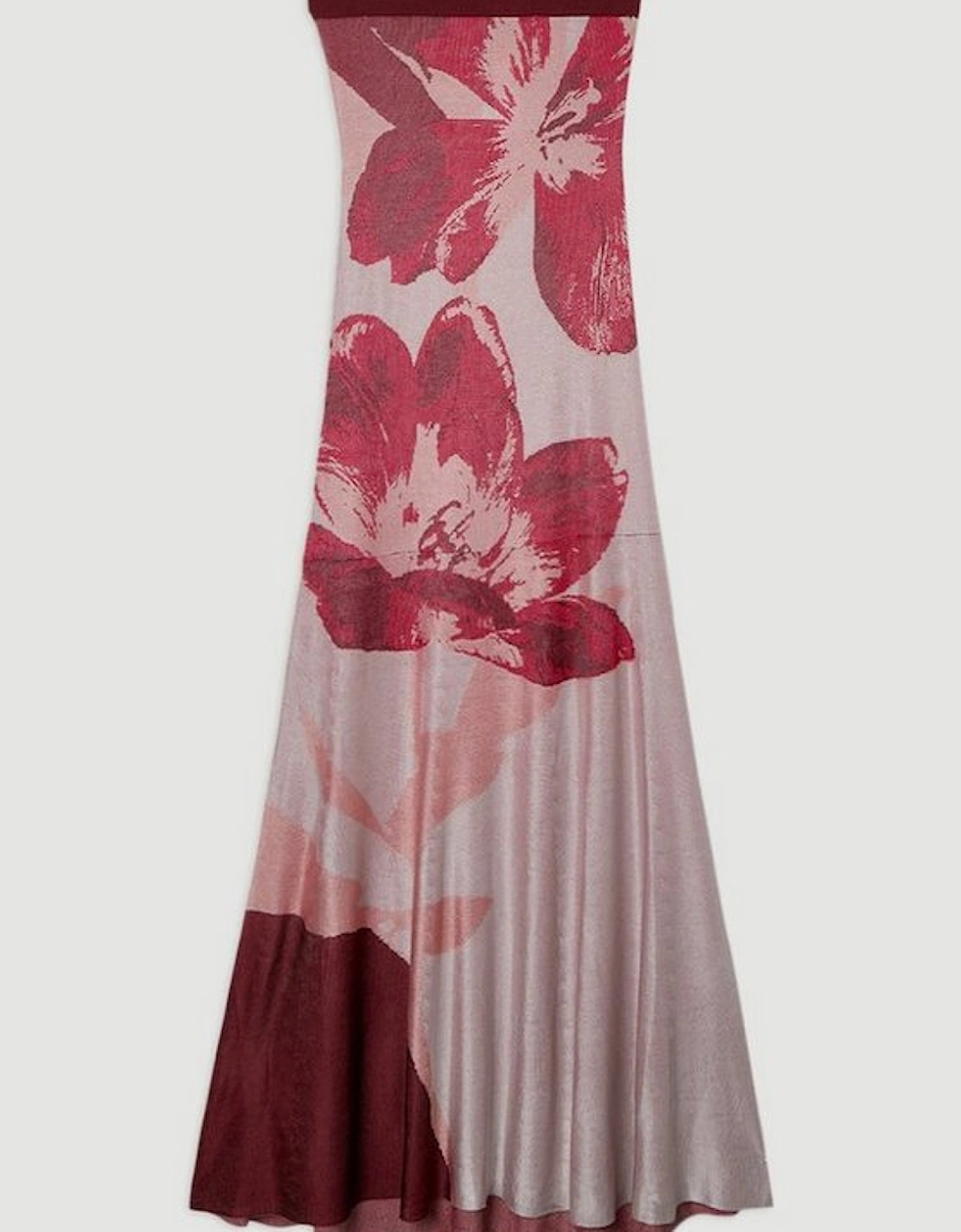 Placement Floral Jacquard Slinky Knit Bandeau Midi Dress