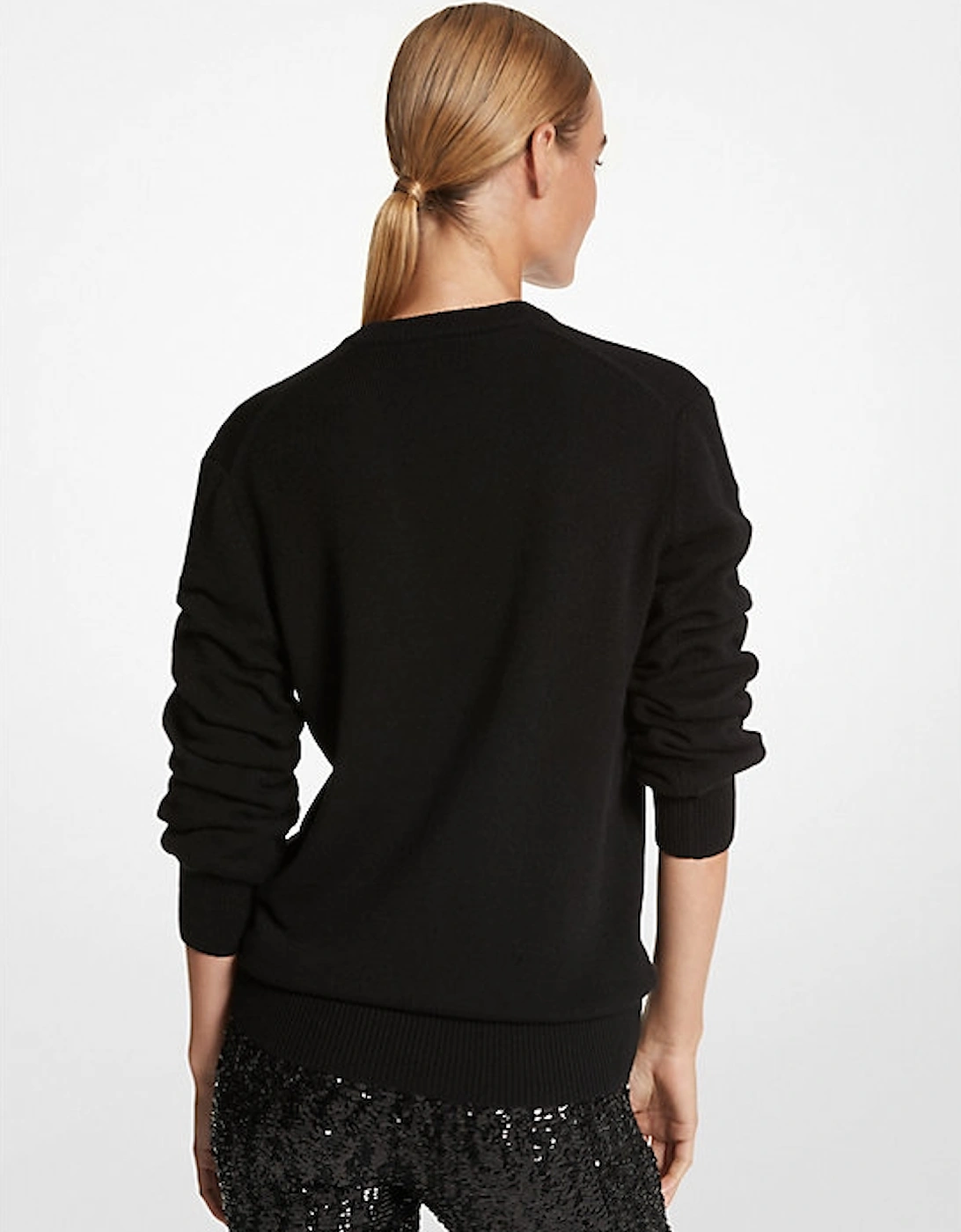 Cashmere Crushed-Sleeve Sweater