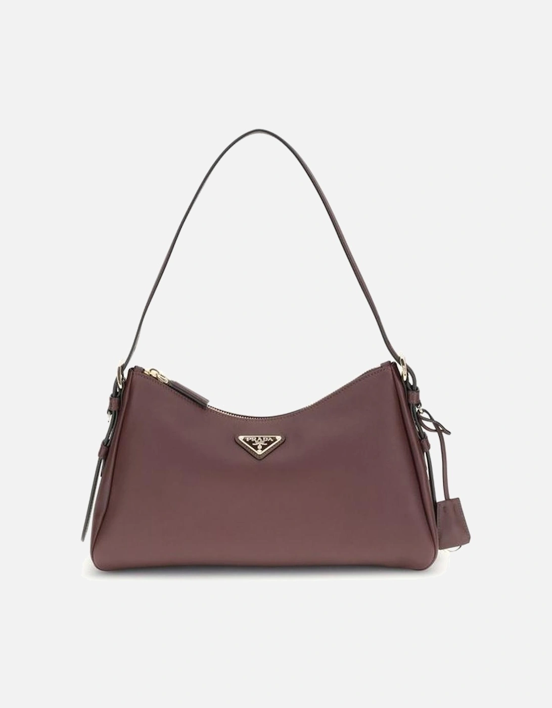 Medium Leather Shoulder Bag with Triangular Plaque Women - Bordeaux, 5 of 4