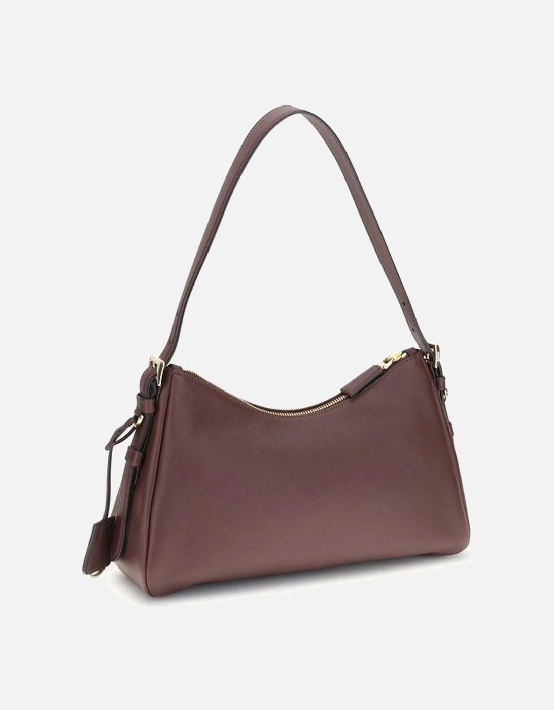 Medium Leather Shoulder Bag with Triangular Plaque Women - Bordeaux