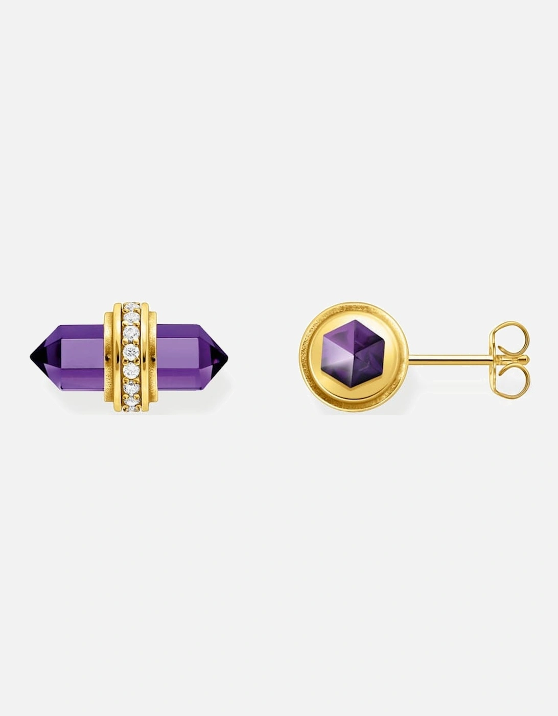 Hexagonal Rose Quartz Gold-Plated Ear Studs