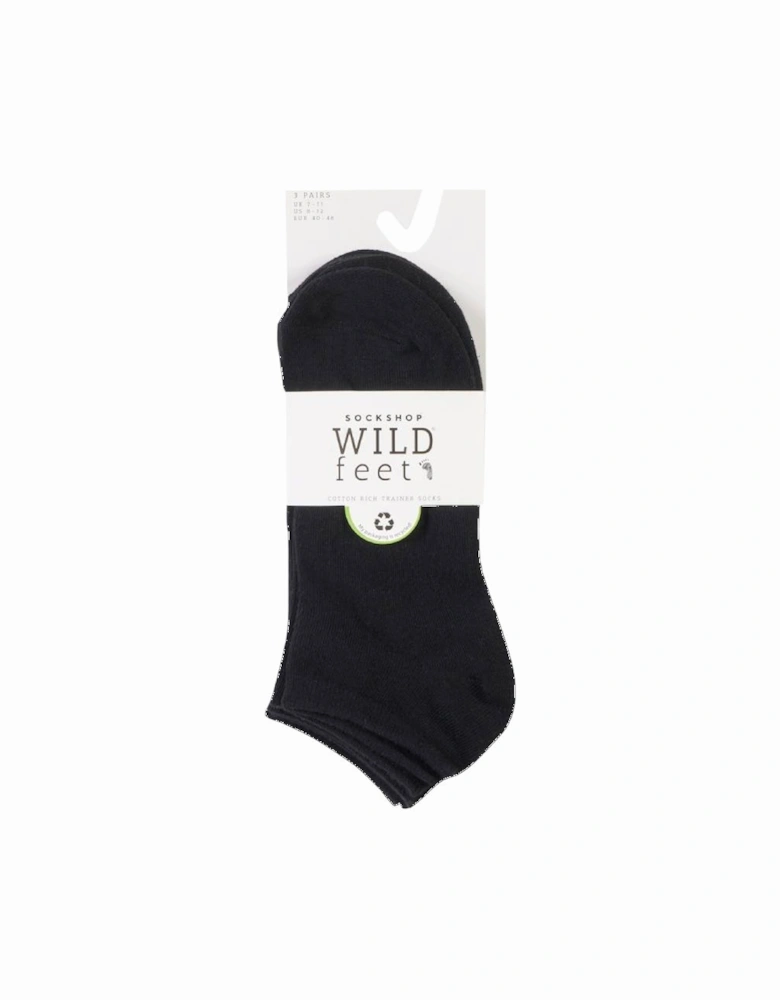 WildFeet Men's 3-Pack Trainer Socks Black