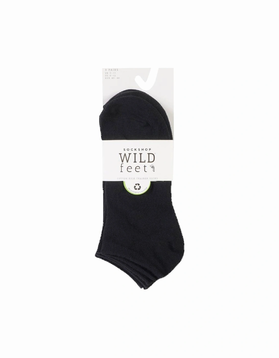 WildFeet Men's 3-Pack Trainer Socks Black