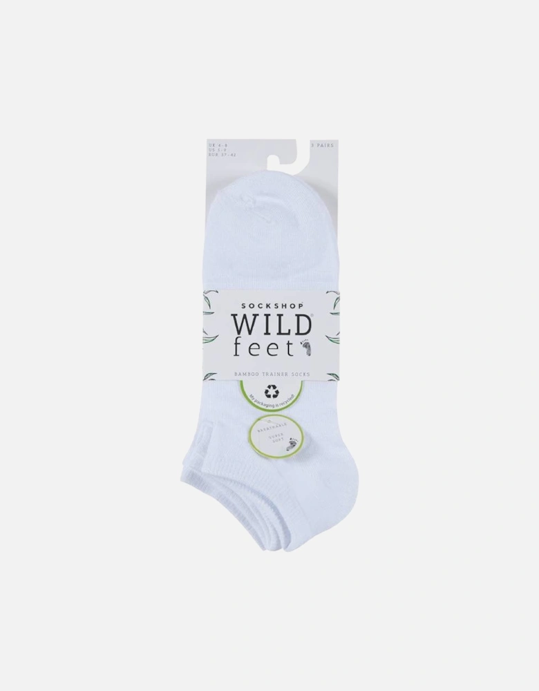 WildFeet Women's 3-Pack Trainer Socks White With Contrast Foot Logo