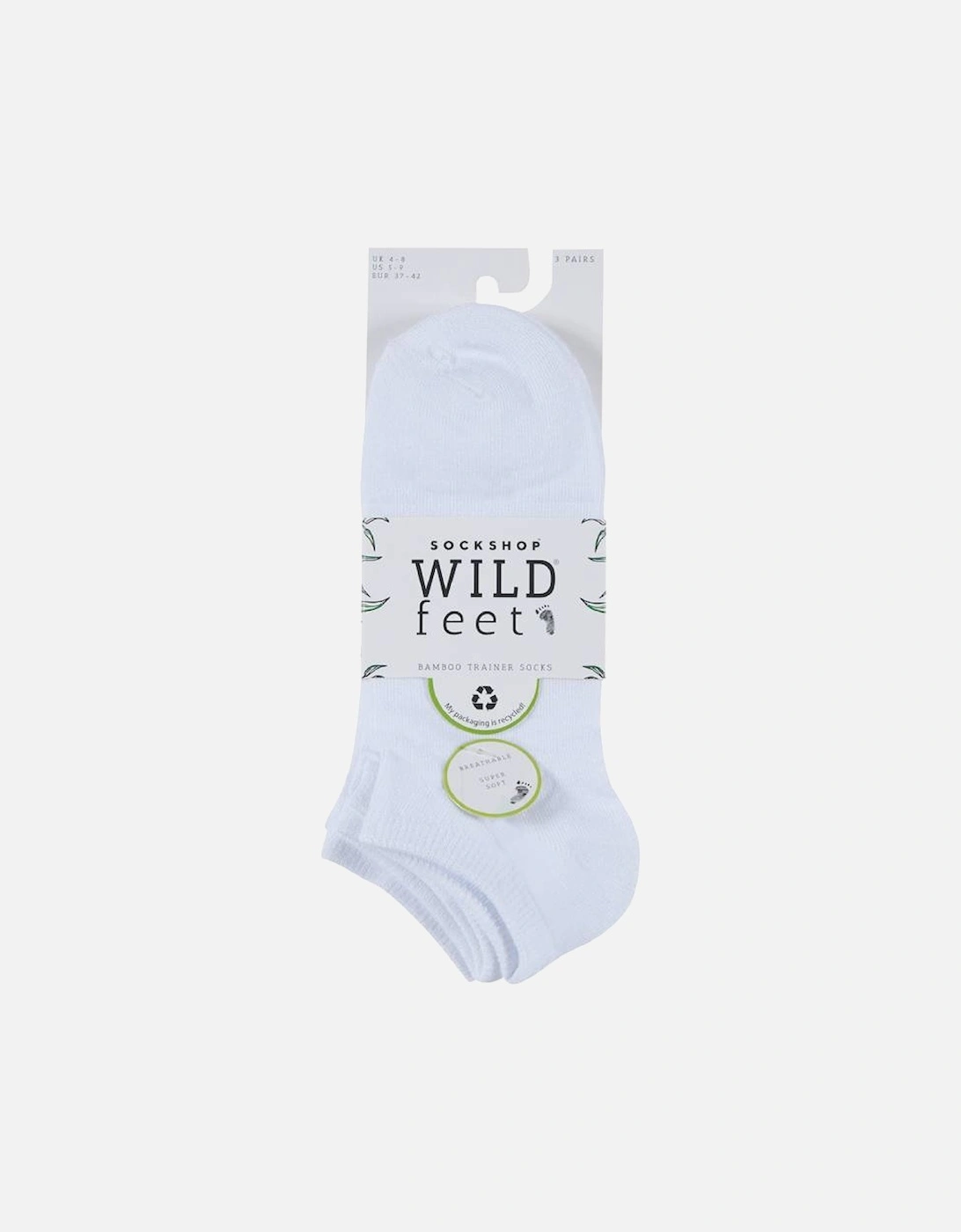 WildFeet Women's 3-Pack Trainer Socks White With Contrast Foot Logo